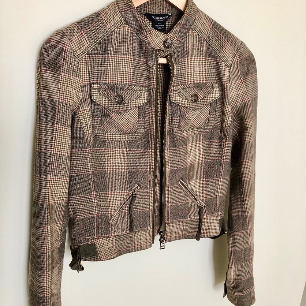 Vintage Guess Plaid Moto Jacket